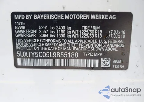 2020 BMW X3 xDrive30I from USA, damaged, VIN 5UXTY5C05L9B55188